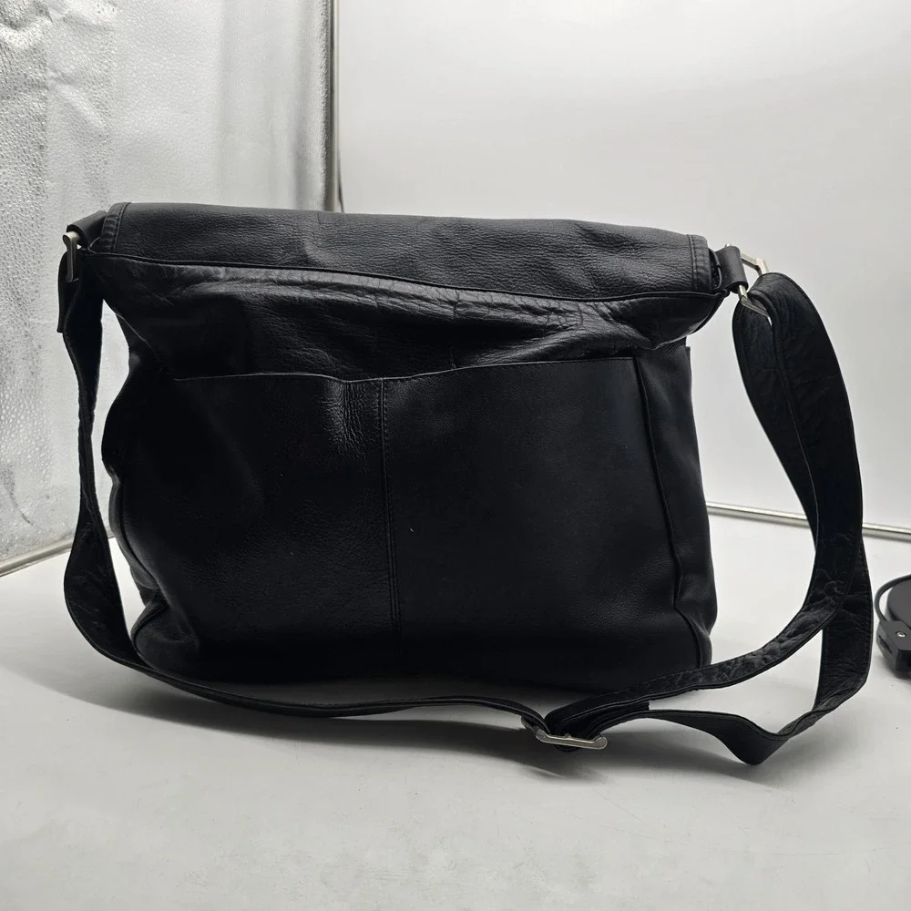 Vintage Frye Black Leather Messenger Bag Crossbody Laptop Briefcase Satchel USA